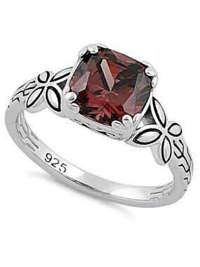 925 STERLING SILVER Chocolate Cubic Zirconia With Butterfly Sides Ring